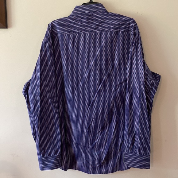 Bristor & Bull men’s blue geometric print 💯cotton button down shirt L/s 2XL 🌞 - Picture 4 of 15